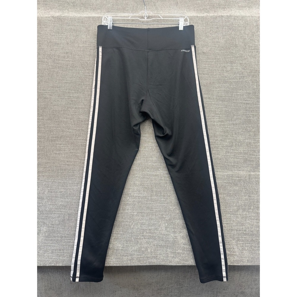 Adidas Aeroready Leggings Womens Large Black 3 Stripes High Rise Athleisure Yoga - Picture 10 of 16